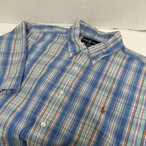 Ralph Lauren Classic Fit Cotton  Shirt Sleeve Blue‎ Multicolor Plaid Size XL